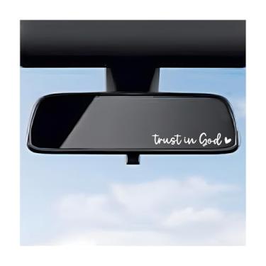Imagem de DXNQ 4 peças de decalques de espelho retrovisor Trust in God, adesivos decorativos de vinil automotivo para espelho retrovisor, adesivos impermeáveis Trust in God para laptop de carro, caminhão