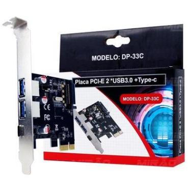 Imagem de Placa Pci-e Dex 2 Porta Usb3.0 +1prt Type-c Usb-c 3.1 Dp33c