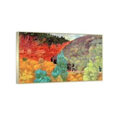 Imagem de RYLJCZ Reprodução de pinturas a óleo de Paul Sérusier - bretões no mouro - impressão de arte de paisagem vintage - arte de parede em tela para decorações de casa e escritório 30 x 48 cm (11,8 x 18,8