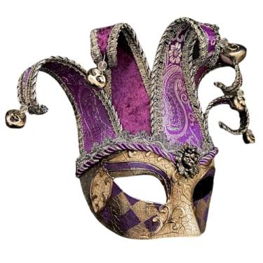 Imagem de Máscara unissex masculina vintage de carnaval de arlequins carnaval para cosplay dança aniversário festa de carnaval (roxo prata)