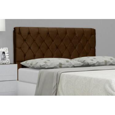 Imagem de Cabeceira para Cama Box King 195 Cm Imperatriz - Suede Marrom - In-9 D