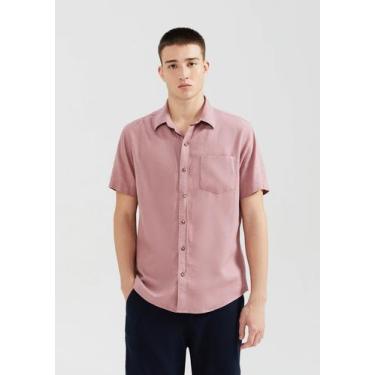 Imagem de Camisa Básica Masculina Manga Curta Slim Em Linho - Hering, XXG, Rosa