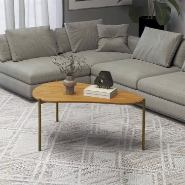 Imagem de Mesa de Centro em MDF Orgânica TB627 90cm com Pés Metálicos Gold Freijó Dalla Costa