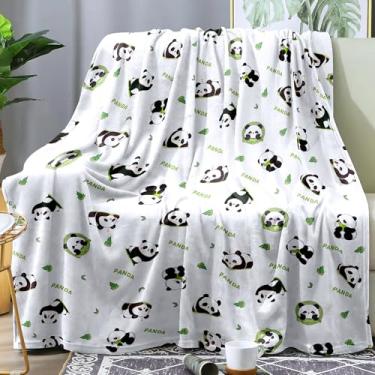Imagem de Cobertor de flanela com estampa de panda – Cobertor aconchegante super macio para meninas, crianças, adolescentes, leve, roupa de cama fofa para casa, quarto, sofá, presente (panda branco, 127 x 152