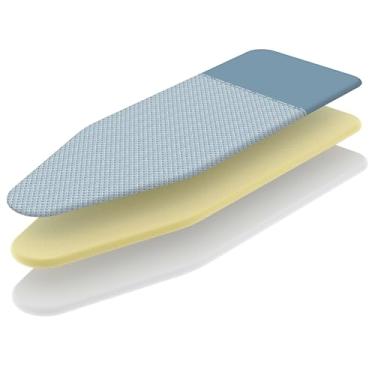 Imagem de Colombo Capa para tábua de passar roupa 139,7 cm x 55,88 cm – Almofada de 3 camadas com 100% algodão orgânico, zona de estacionamento resistente ao calor, acolchoamento de feltro, fecho de clipe