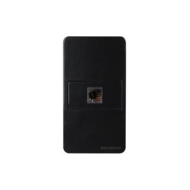 Imagem de Placa para Condulete Caixa 3/4" com Tomada para Telefone MarGirius Sleek RJ11 4 Fios Preto Ebony