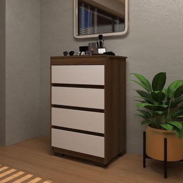 Imagem de Cômoda 4 Gavetas Uni Luciane Móveis Avelã Pf/cinammon Pf