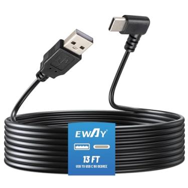 Imagem de EWAY Cabo de alimentação USB C Dash Cam (13 pés/4 m), cabo USB-A 2.0 para Tipo-C de 90 graus requer entrada de 2,5 A - fonte de alimentação de substituição USBC para câmera de gravação de painel de