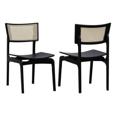 Imagem de Kit 2 Cadeiras Apollo Madeira Maciça Encosto Telinha Assento Anatômico - Preto - Madeira