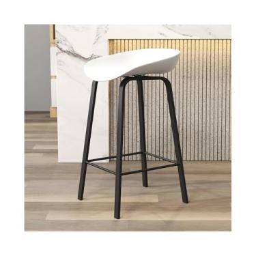 Imagem de ZzleoyuUUs-12 Banco de bar de montagem fácil assento branco madeira restaurante ilha ferro cadeira alta 65/75 cm (médio)