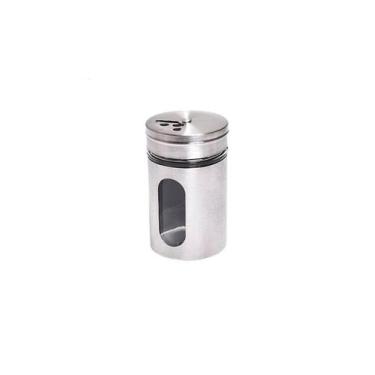 Imagem de Saleiro Pimenteiro Porta Condimentos Vidro Aço Inox Com Visor Premium 