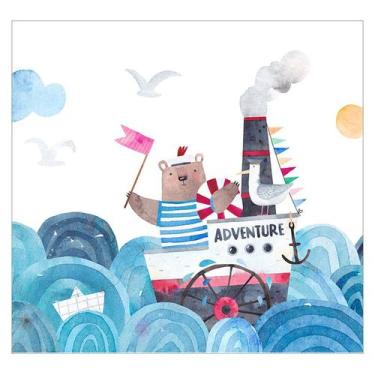 Imagem de Papel de Parede Adesivo Infantil Ursinho Marinheiro Quarto Menino - 64