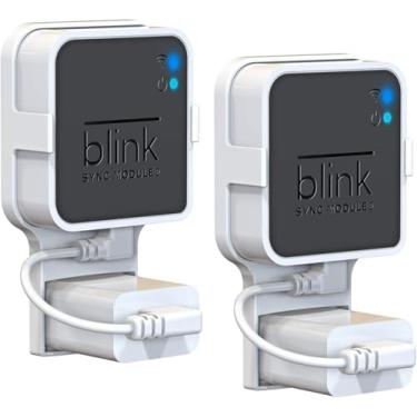 Imagem de Suporte de parede Blink Sync Module 2 tomadas para câmera externa Blink, fios sem bagunça, suporte de câmera de segurança doméstica externa e interna com cabo curto (pacote com 2)