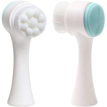 Imagem de Escova Limpeza Facial 2 Em 1 Aparelho Massagem Esponja Cerdas - Mj