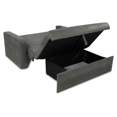 Imagem de Sofá Cama 2 Lugares Compacto Com Baú 145 Larg Daiane Matrix Suede Cinza