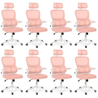 Imagem de Kit 8 Cadeiras De Escritório Executiva Viena Com Regulagem De Altura - Rosa