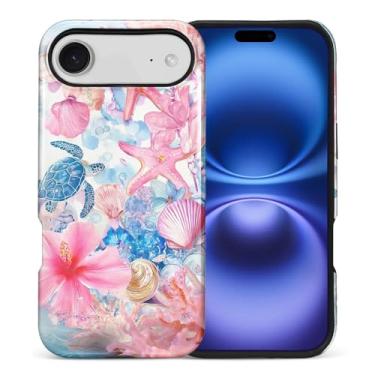 Imagem de FKBRCL4U Capa para iPhone fghjk Air, capa híbrida de silicone brilhante de 2 camadas para meninas e mulheres para iPhone fghjk Air Estética Italiana Verão Litoral Europeu Padrão de Colagem de