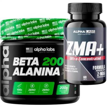 Imagem de Kit Suplementos Beta Alanina Pura 200g + Vitaminas Zma 60 cáps Alpha L