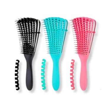 Imagem de 03 Escova Pente de Cabelo Polvo Modeladora Multifuncional