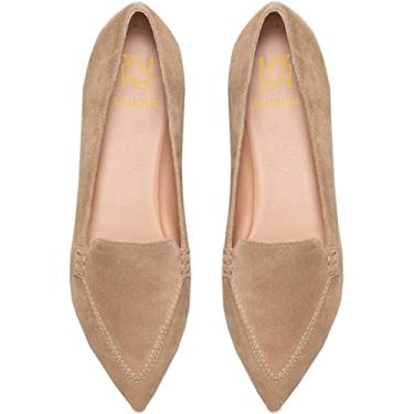 Imagem de LEHOOR Mocassim feminino casual bico fino mocassim sem cadarço camurça penny loafers salto fino fechado motorista treinador escritório mocassins crocodilo pele de cobra sapatos elegantes conforto