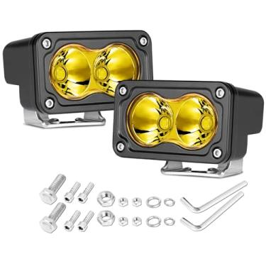 Imagem de Luzes de LED amarelas, luzes de neblina amarelas Rfroad Lighting de 7,6 cm e 40 W, à prova d'água, pequenas, off-road, discreto, para caminhões, quadriciclos, SUV, surron, motocicleta, barco