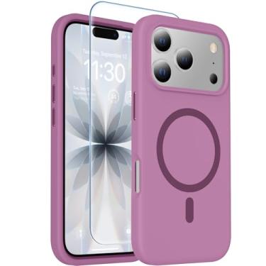 Imagem de toaksi Capa magnética para iPhone 17 Pro Max [compatível com MagSafe] [forro de microfibra macio antiarranhões], silicone premium com protetor de tela, capa protetora à prova de choque de 17,5 cm