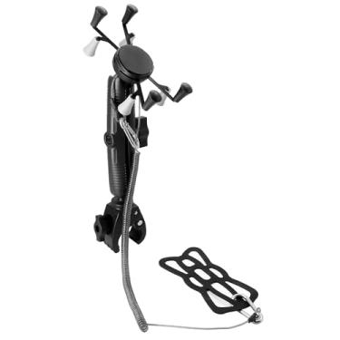 Imagem de WINDFRD Suporte de telefone para caiaque com dispositivo de seguro, suporte de alumínio ajustável de grau marítimo de 360° com braço longo de 17 cm, para barco de pesca e caiaque, adequado para barras