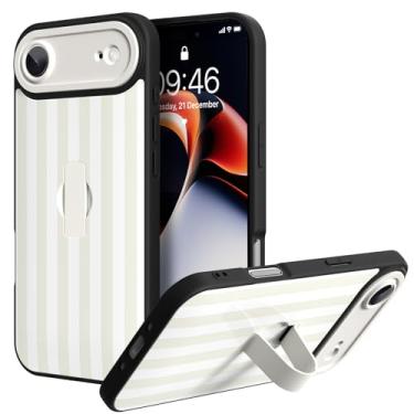 Imagem de KANGHAR Compatível com capa de telefone com estampa de listras brancas, design de suporte de dedo, proteção robusta à prova de choque, brilhante, suporte protetor de 6,7 polegadas