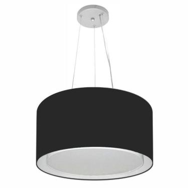 Imagem de Lustre Pendente Cilíndrico Duplo Vivare Md-4123 Cúpula Em Tecido 40x25cm - Bivolt Preto...