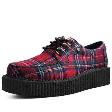 Imagem de T.U.K. Calçados T2264 Unissex para Adultos Creepers Tartã Vermelho Anarquista, Vermelho, 8 Women/6 Men