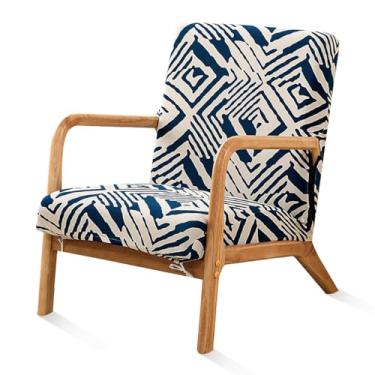 Imagem de SONNACH Capa de cadeira moderna de meados do século, capas de cadeira com detalhes elásticos com braços, capas de poltrona de leitura impressas laváveis para sala de estar (H)