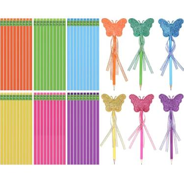 Imagem de Tenceur 60 lápis HB não apontados com borracha, lápis de cor arco-íris, lápis hexagonais de madeira para adultos, caneta grafite para exames, escola, escritório, sala de aula, presente de aniversário