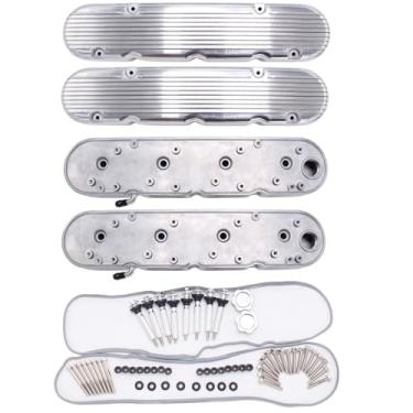 Imagem de 2 peças de tampas de válvula de alumínio de bobina com aletas LS 241-181 polido compatível com LS 4.8L 5.3L