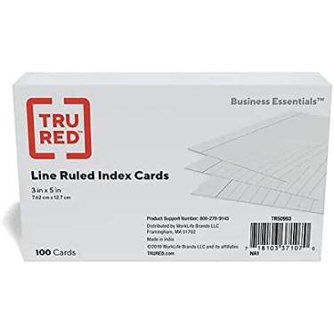 Imagem de Cartões de índice pautados com forro vermelho TRU 7,6 cm x 12,7 cm 100 cartões