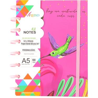 Imagem de Caderno Feminina Com Discos 100 Folhas Pautadas De Tamanho A5 14,1 * 20,5 CM (Beija-flore)