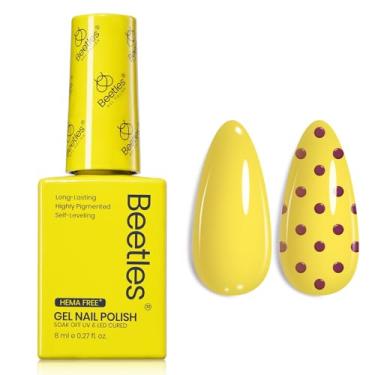Imagem de Esmalte de gel amarelo Beetles - Esmalte de gel sem hema alto brilho de imersão do nascer do sol esmalte arte manicure salão de beleza limão amarelo garrafa