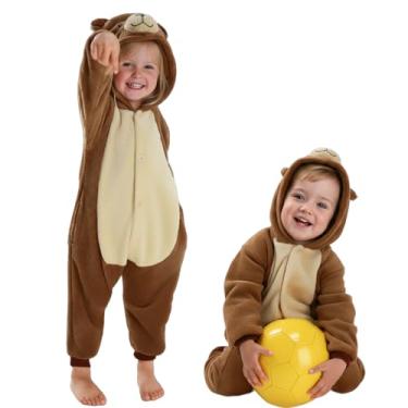 Imagem de Fantasia de urso infantil fofo marrom agasalho menina meninos 2 anos 3 anos Halloween Onesie