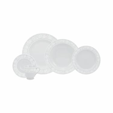 Imagem de Serviço de Jantar e Chá 30 Peças em Porcelana, Modelo Itamaraty, Redondo, Decoração Noiva, Branca, Porcelana Schmidt