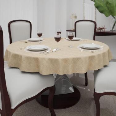 Imagem de Toalha De Mesa Marrom Redonda 8 Lugares Rústica 2,00 Diâm.