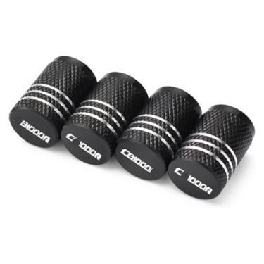 Imagem de Tampa da porta de ar do aro do pneu da motocicleta Tampa da haste da roda da válvula do pneu compatível com CB1000R CB 1000R CB 1000 R 2008-2021 (4 peças preta)