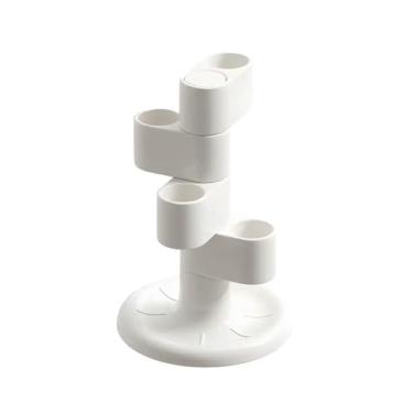 Imagem de ARFUKA Suporte giratório de escova de dentes de plástico com 4 compartimentos organizador de escova de dentes para bancada de banheiro branco