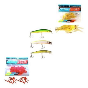 Imagem de  Kit 3 Iscas Artificial Anzol Isca Camarão Pescaria Isca - Efect