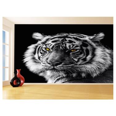 Imagem de Papel De Parede 3D Animais Tigre Preto E Branco 3,5M Anm561