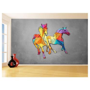Imagem de Papel De Parede Animais Pop Art Cavalos Cores 3,5M Pxa370