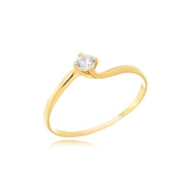 Imagem de Anel Solitário Torcido Com 4 Garras Diamante Ouro 18 Kl - Juniorjoiasp