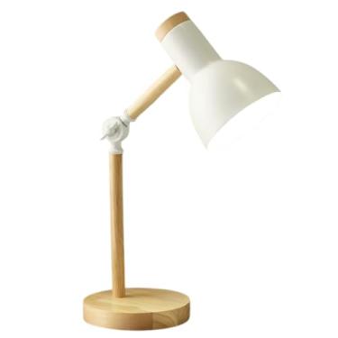 Imagem de Luminária de Mesa Retrátil Articulada com Base de Madeira Natural Altura 45 cm LED Bivolt ABS Diversas Cores (Branco)