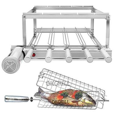 Imagem de Churrasqueira Gira Grill 5 Espetos Inox + Espeto Grelha Peixe/Frango