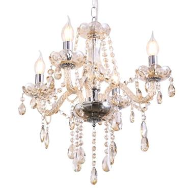 Imagem de YYSHCHEN Mini Lustre De Cristal Yyshchen, Vintage Pequeno Com Vela Para Sala Jantar, Estar, Quarto, Banheiro, Luminária Pendente Conhaque