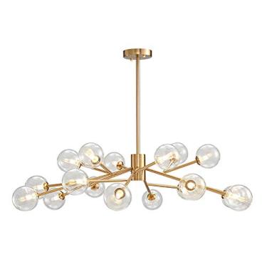 Imagem de Lustre 12 Luzes Nordic Pendant Lighting Lustre de meados do século Luminária de teto industrial para cozinha Sala de jantar Sala de estar, cor transparente, 15 luzes