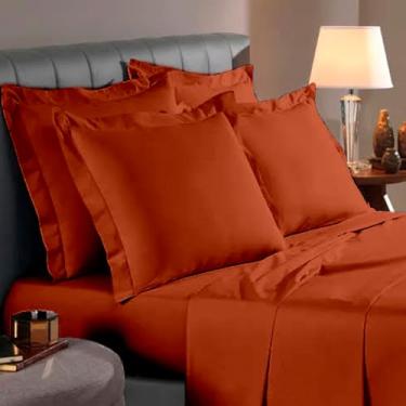 Imagem de Fronha Avulsa Ponto Palito 90cm x 50cm Percal 180 Fios 80% Algodão (TERRACOTA)